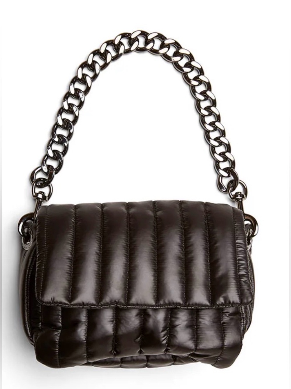 THINK ROYLN Bar Bag in Shiny Black with Stripe Strap NIB - Picture 5 of 7